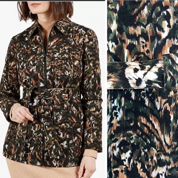NWT Ted Baker Inniza Urban Camo Print Utility Jacket Khaki Ted Size 1/ Small - Picture 1 of 15